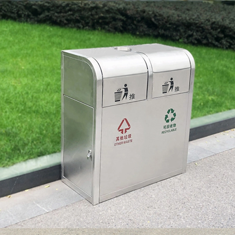 Brushed Stainless Steel Can Shape Rubbish Bin/Dustbin for Government and Public Area