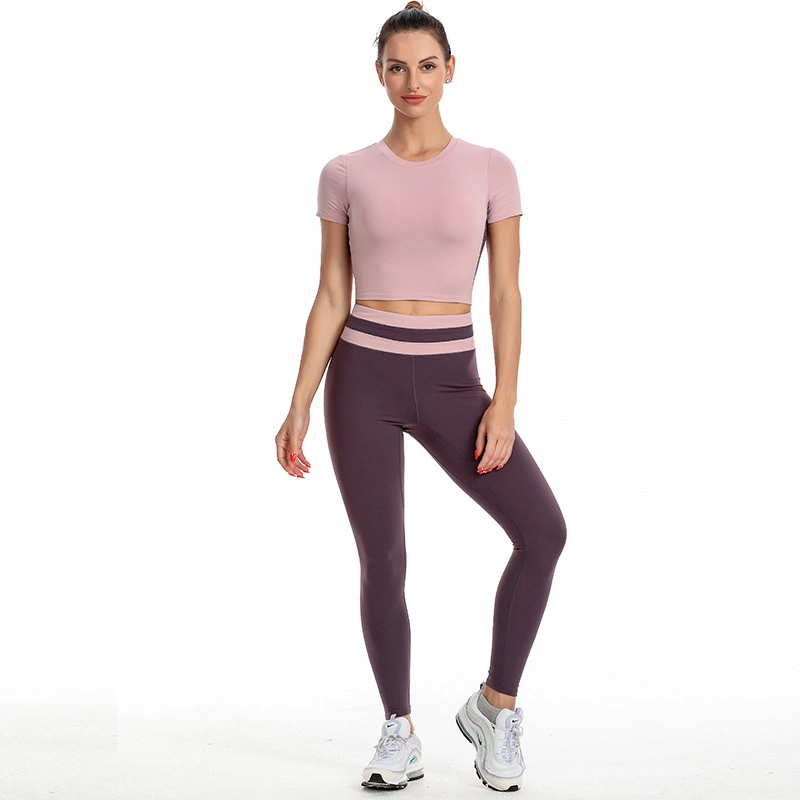 Vêtements de fitness Yoga Appaurels femmes Sport plein soutien-gorge de yoga Et leggings avec empiècements contrastés