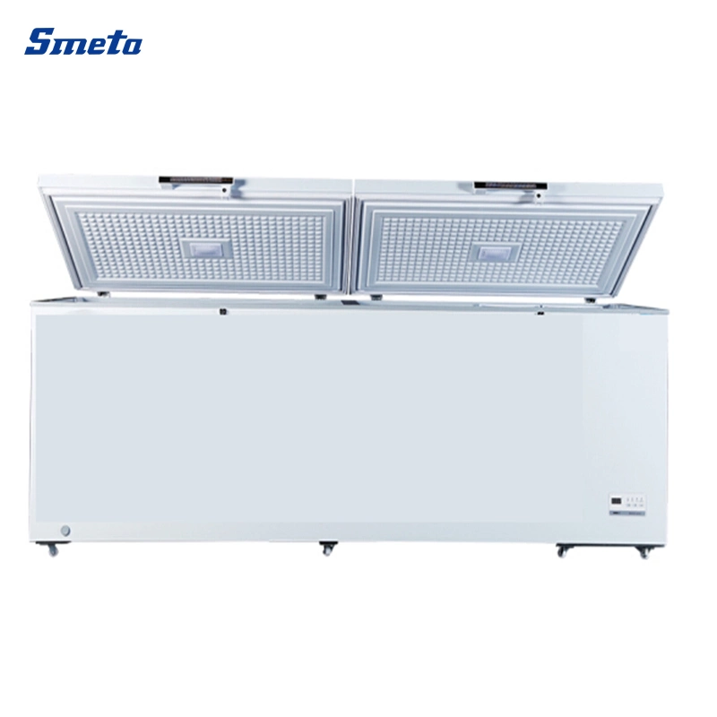 956L Big Double Door Commercial Supermarket Horizontal Chest Deep Refrigerator Freezers