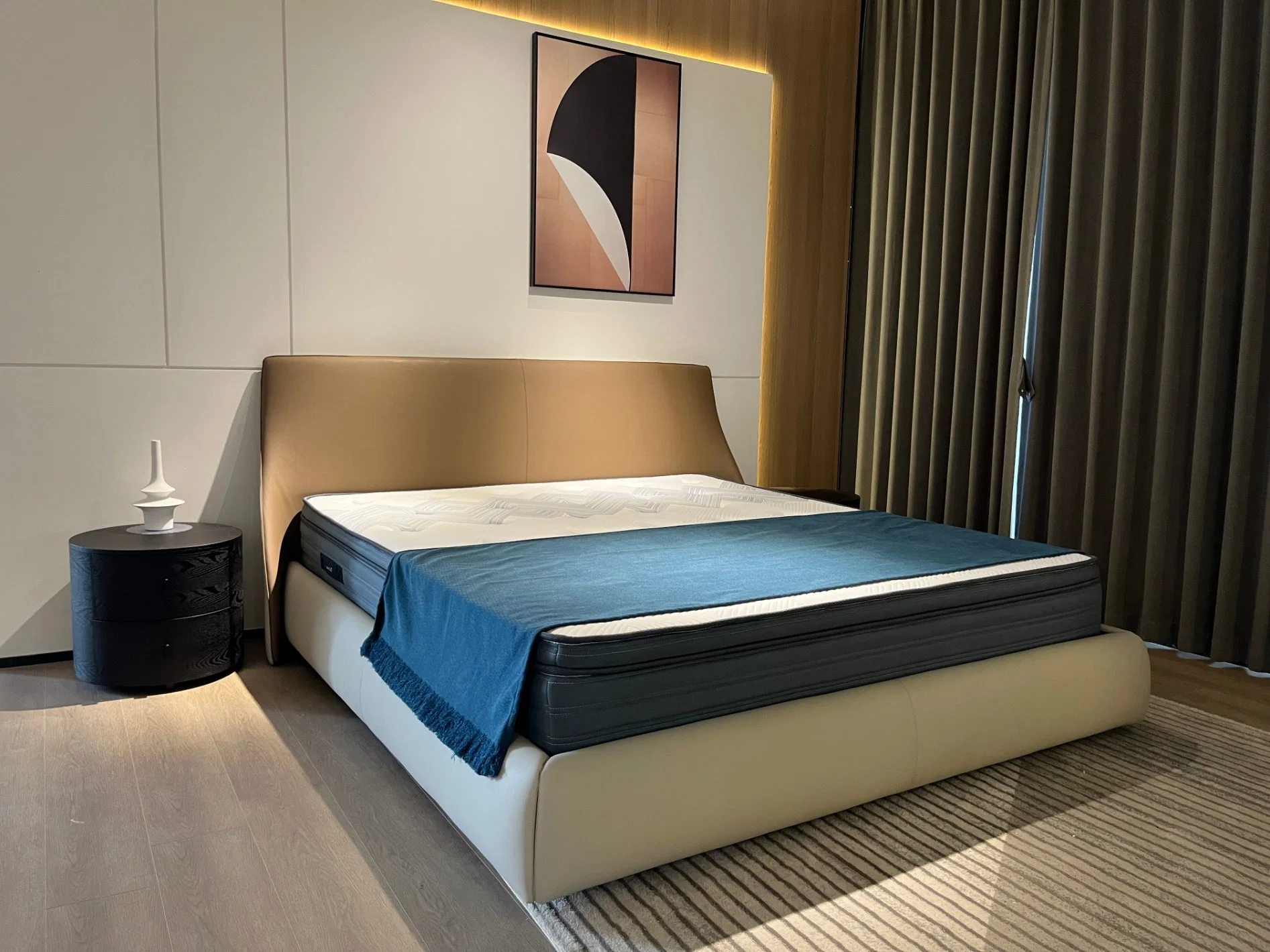 Hochwertige Queen Voll Weiches Leder Gepolstertes Bett Schlafzimmer Möbel Italienische Luxus Moderne King-Size-Schlafzimmer-Sets