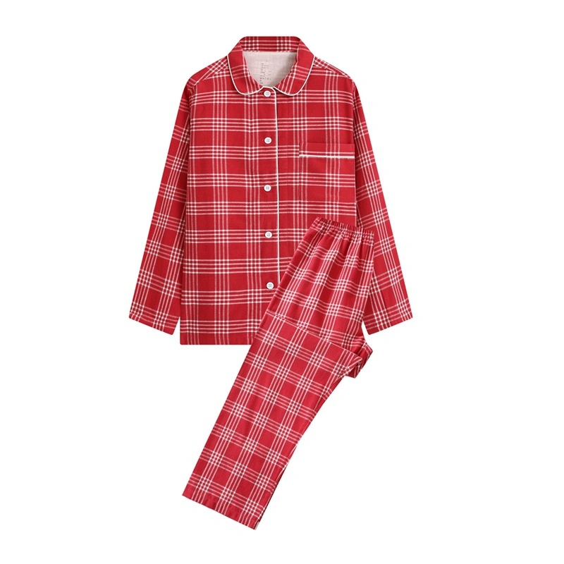 Pijamas de algodão Pajamas Neise para mulheres vestido de dormir conjunto Flannel Pajama
