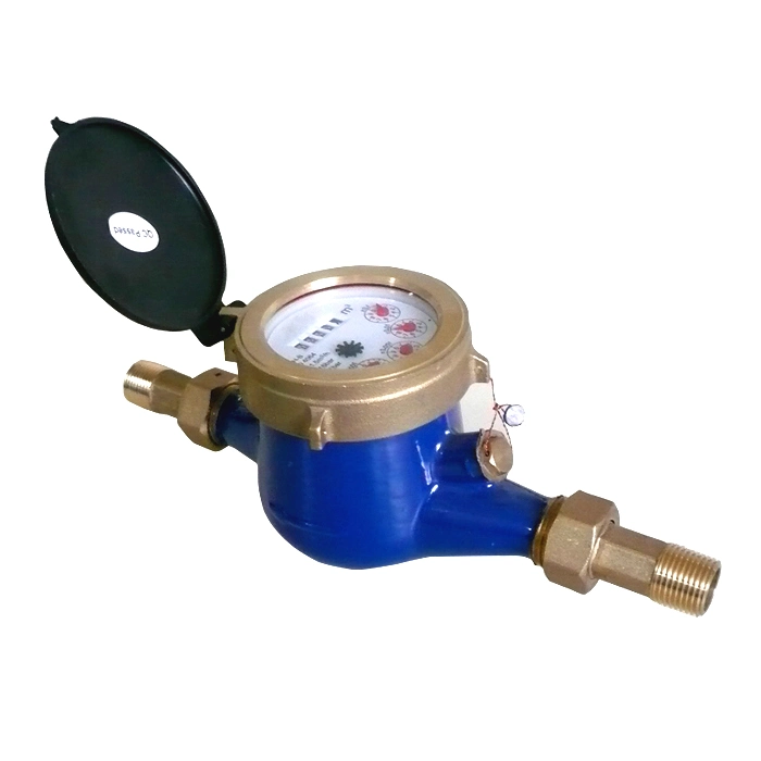 ISO4064 clase B 25mm Multi Jet Vane rueda de latón de dial seco Medidor de agua azul corporal