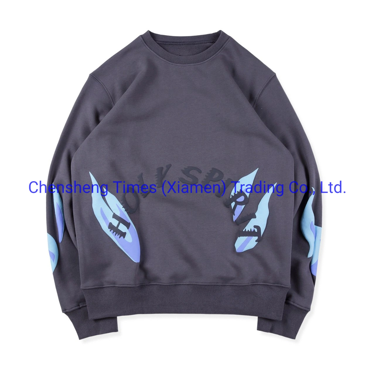 Fashion Custom Puff Print Logo O-Neck Long Sleeve Oversize Slim Men Sweatshirt