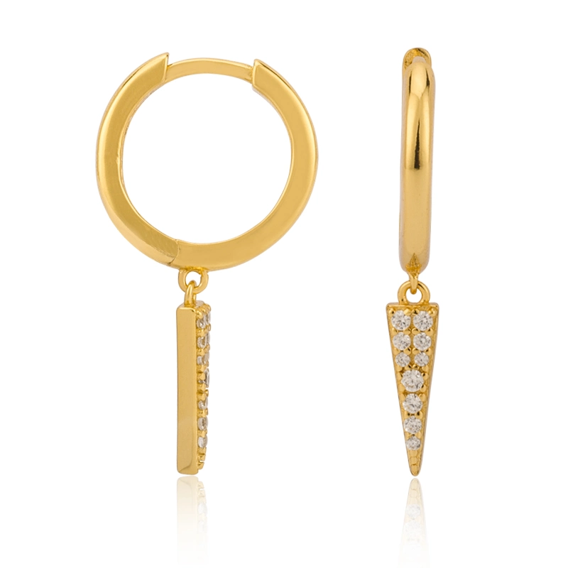 Duality Gold Charm Hoop Earring