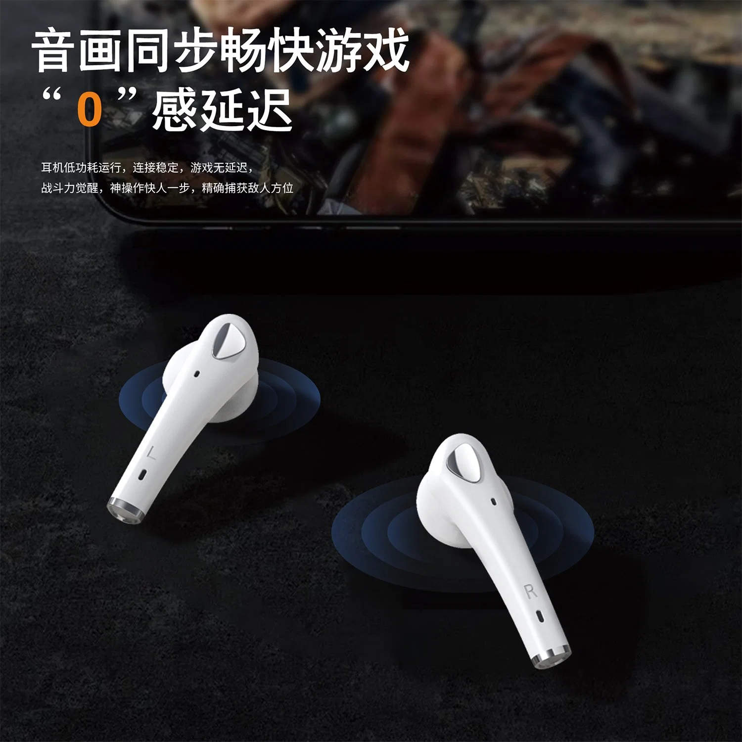 La versión 5.0 de Tws Auricular Bluetooth jugando 12 horas con 10m de distancia de transmisión con alta calidad para Aspor en China