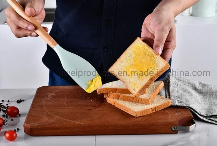 Cocina de silicona de alta calidad para alimentos Juego de herramientas con cepillo de tostado, Tong