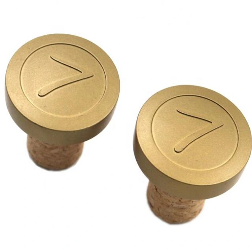 Custom Logo Zinc Alloy Wood Metal Wine Bottle Stopper