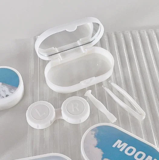 Fabricar conjunto de pinças de viagem Mini portáteis e objetivas de contacto de cor cute Kit de caixa com espelho