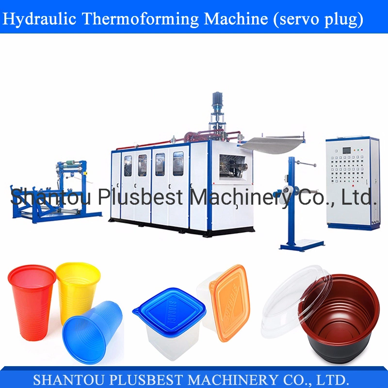 Copa de plástico de fabricación de la máquina de taza termoformadora máquina de formación con Robert Stacking