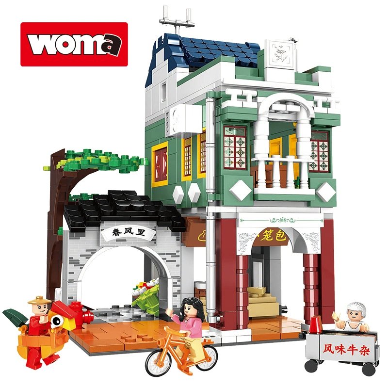 Woma Toys Wholesale Supplier China Town City House Civilization Street 3D Building Block Bricks Construction Toy Model