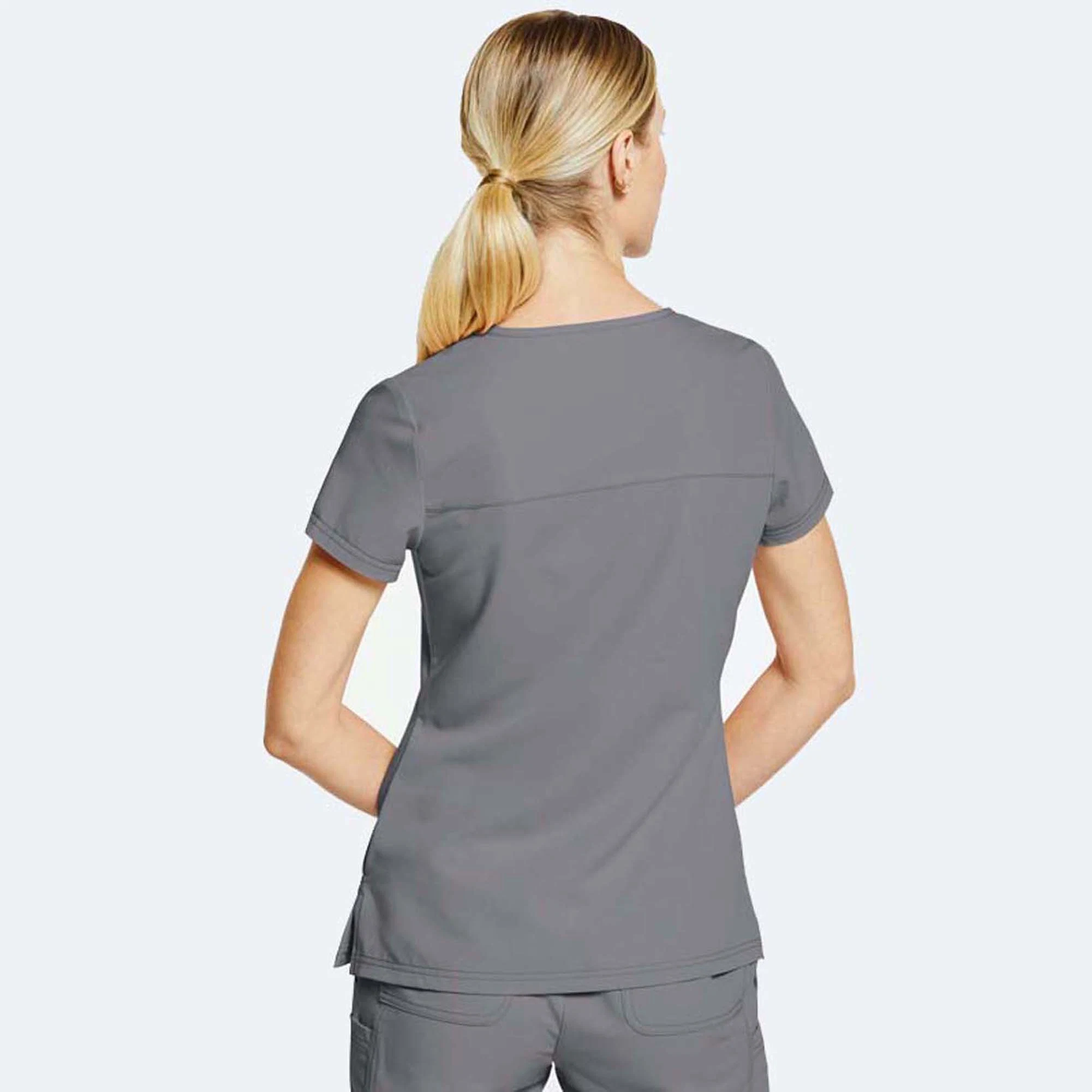 Kurzarm V-Ausschnitt Uniform einfarbig Krankenpflege Scrubs Tops Schönheit Salon Bekleidung Frauen Mode Scrubs Arbeitskleidung