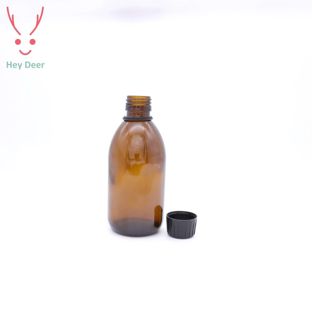 Medical Use Amber Glass Syrup Bottle Liquid Medicine Bottle with Plastic Cap