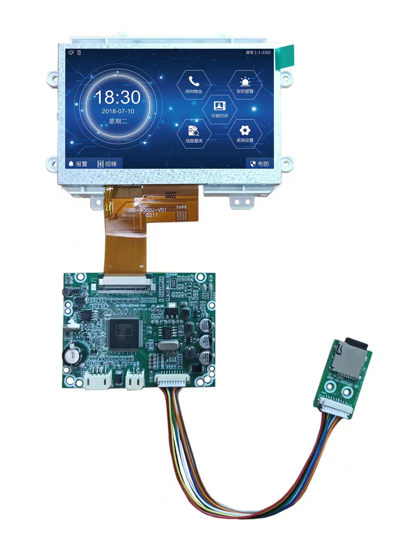 Módulo de ecrã LCD TFT 1024X600 de 10,1 polegadas com placa de condutor para Telefone com porta de vídeo