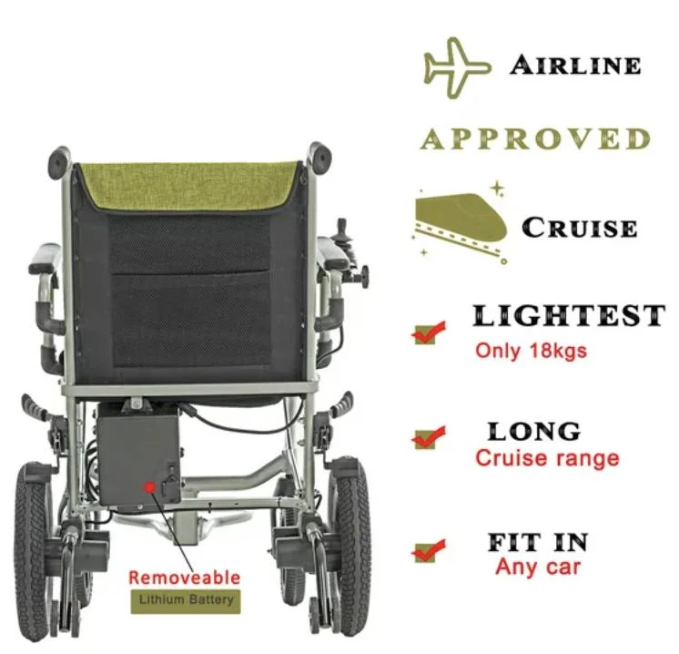 Lightweight Durable Aluminum Alloy Easy Fold Long Cruise Range Electric Power Wheelchair Weigh Only 30lbs