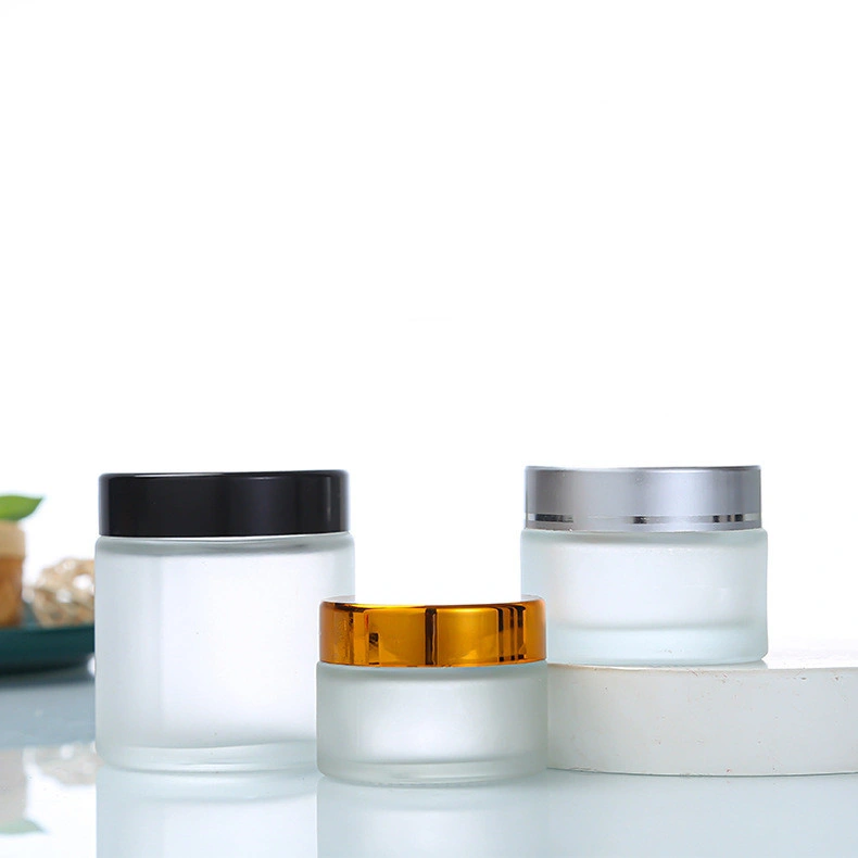 5g/10g/15g/20g/30g/50g/60g/80g/100g White Frosted Glass Face Cream Jar Frosted Glass Cosmetic Jars with Gold Lids