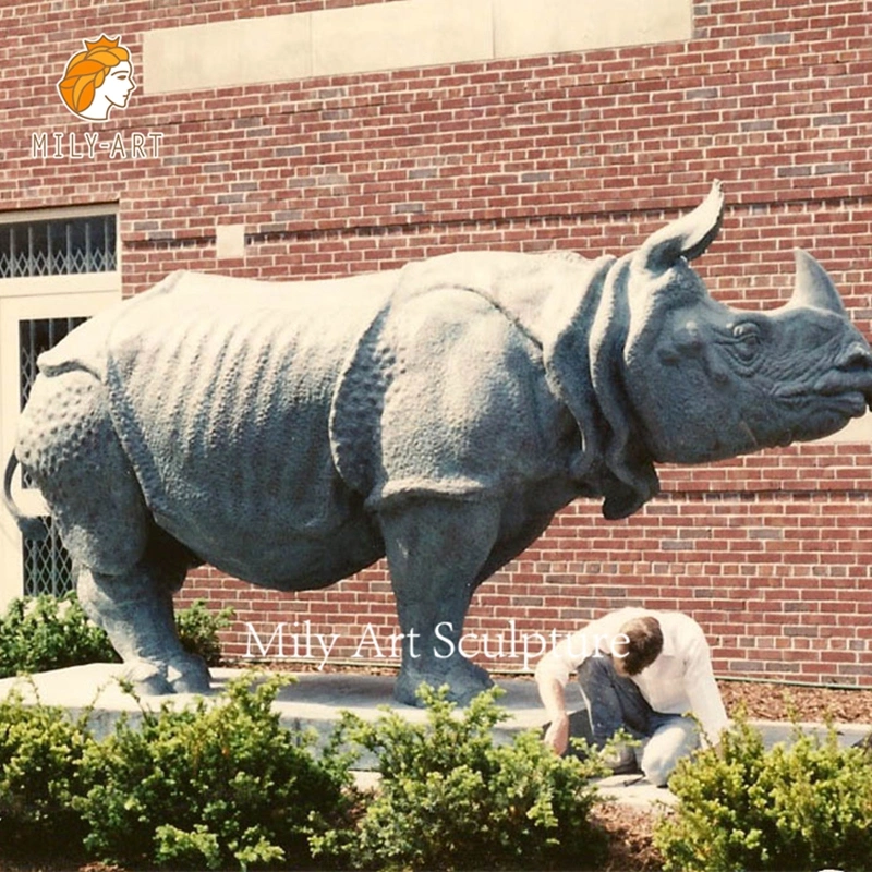 Metall Kupfer Dekoration Große Lebensgroße Rhino Statue Bronze Rhinoceros Skulptur Tier