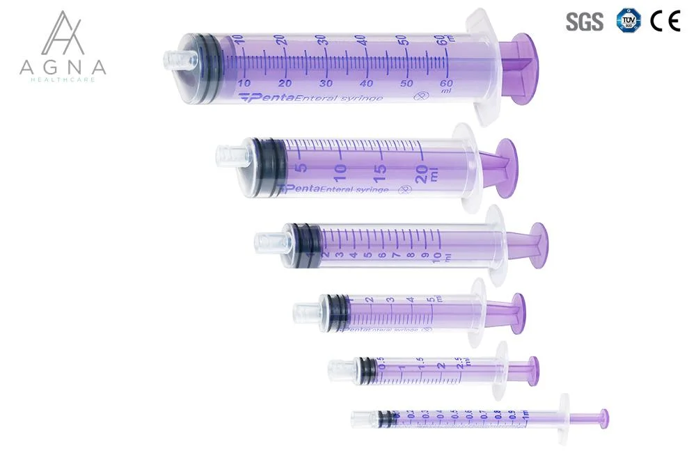 Instrumento médico jeringa de alimentación enteral desechable con FDA/CE/ISO Fabricante púrpura Jeringas