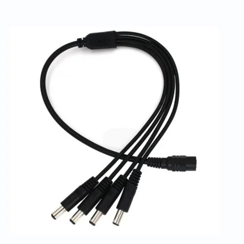 Cable divisor de alimentación de salida de vídeo de vías y divisor de cámara CCTV DC 1 hembra a 4 macho PVC 12V DC Power Cable divisor de alimentación