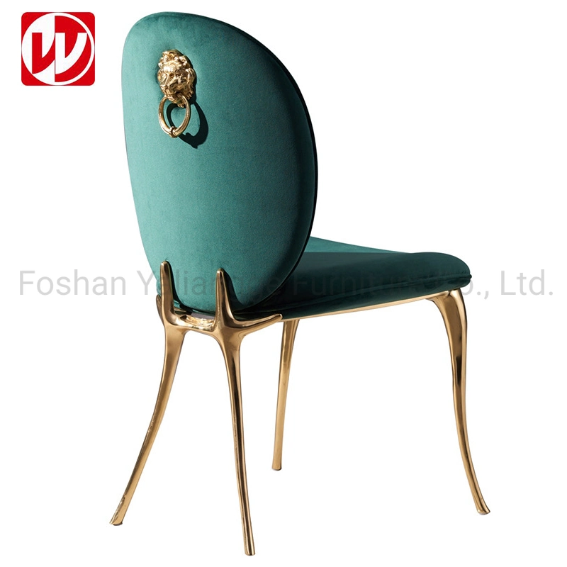 Qatar High-End Luxury Wedding Design Beige Velvet Banquet Dining Chair Gold Stainless Steel Wedding Chair