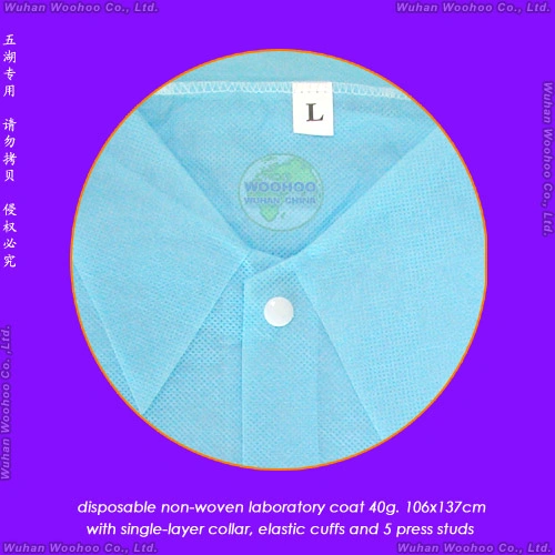 Disposable Nonwoven Coat with Single or Double Layer Collar