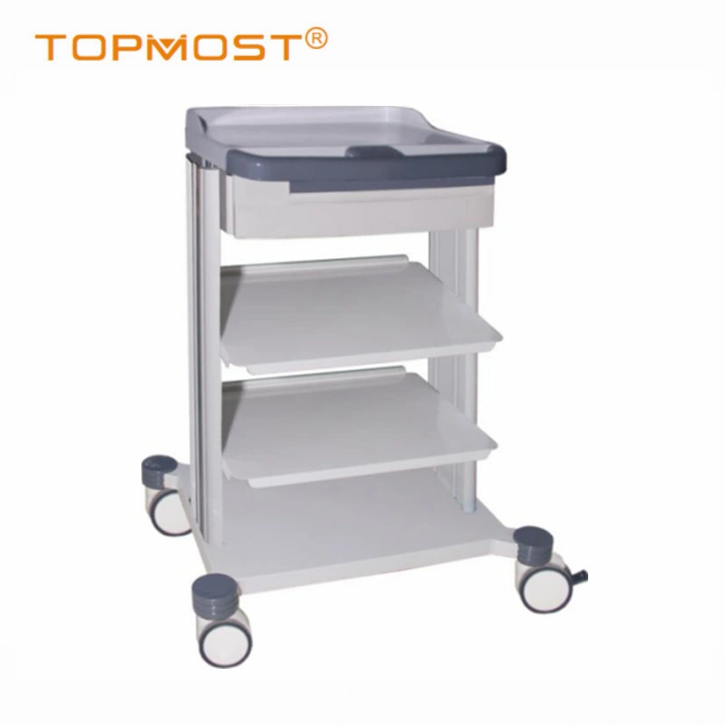 Hospital Furniture Mobile ABS Plastic Utility Trolley Medical Instrument Nursing Cart