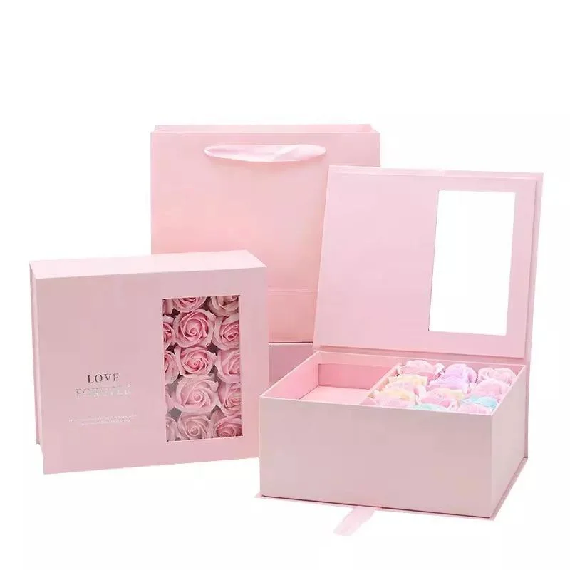 Pink Ribbon Luxury Preserved Roses in Packaging Bridesmaid Wedding Wholesale/Supplier Customized Gift Bag and Gift Box for Gift Pack