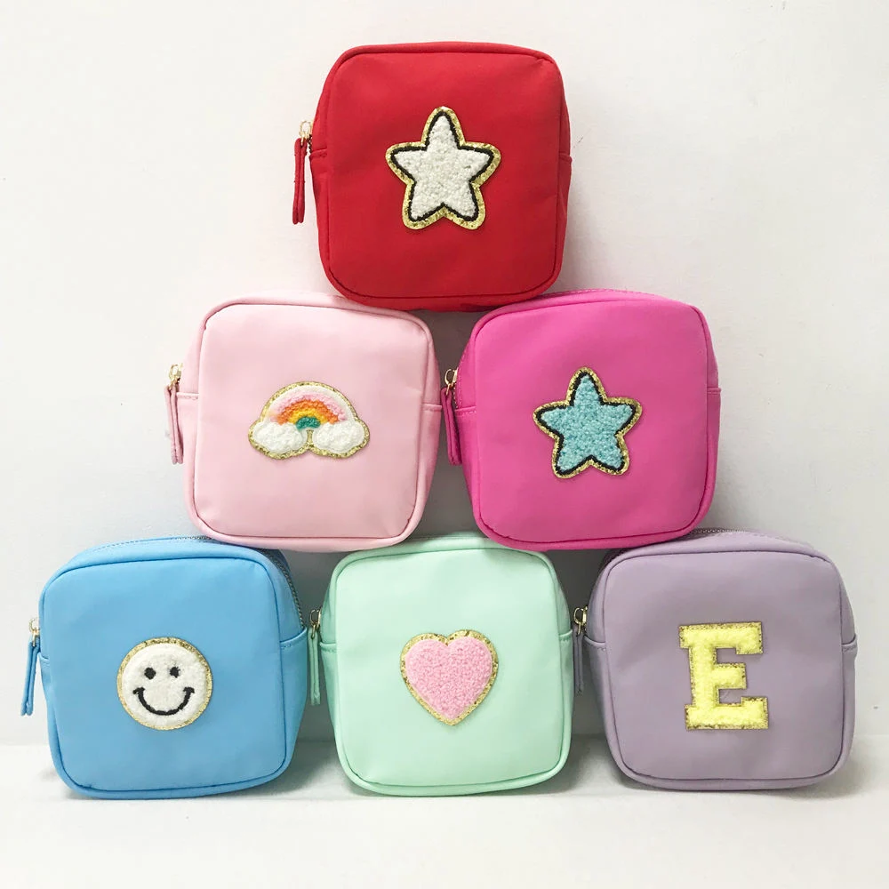 S M L Size Travel Cosmetic Bag Nylon Pouch Cosmetic Bags Lady Make up Bags Pouch with Letter Patches