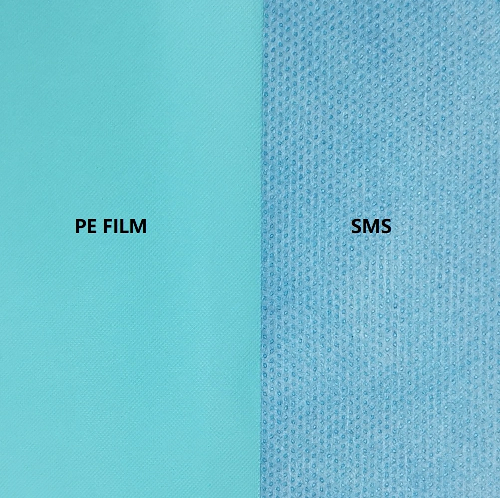 PE Film Laminated SMS Nonwoven Fabric Raw Material for Bed Sheet Pieces/Rolls