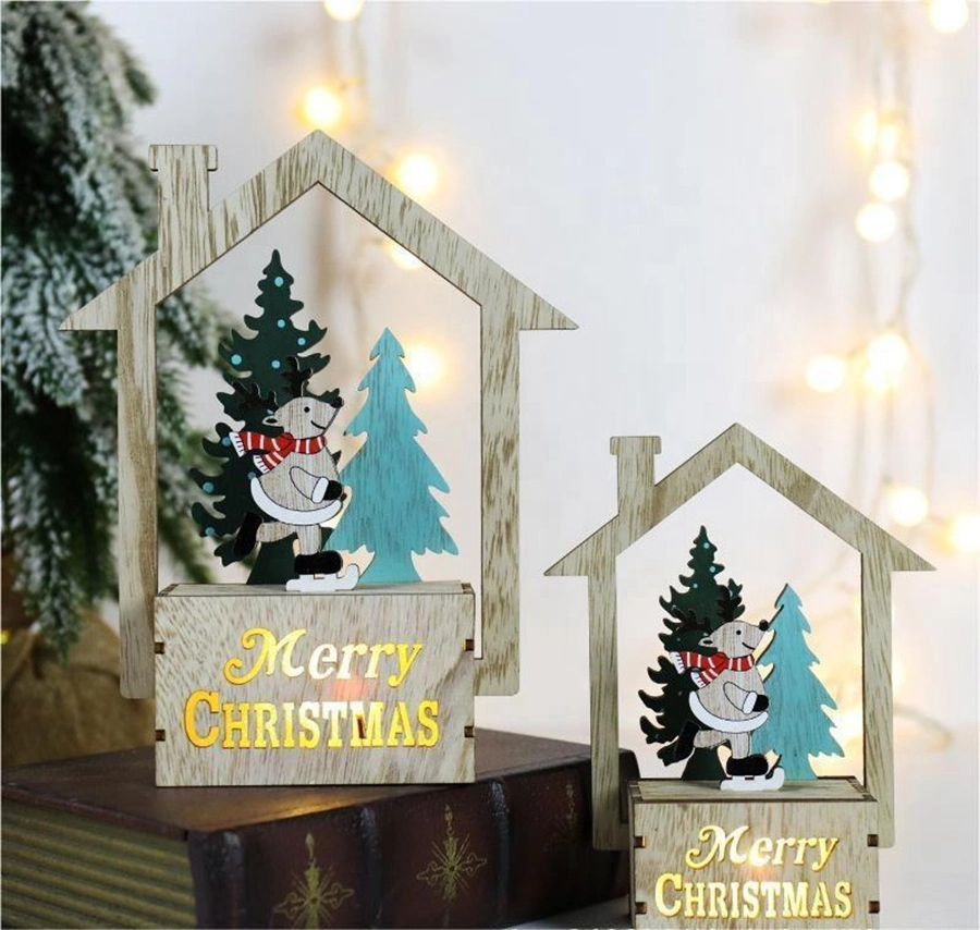 Creative Christmas Gifts Christmas Decorations Wooden Christmas Tree LED Light Cabin