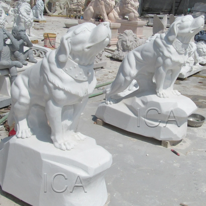 Lovely Stone Small Animal Dog Carving Statues for Outdoor Garden