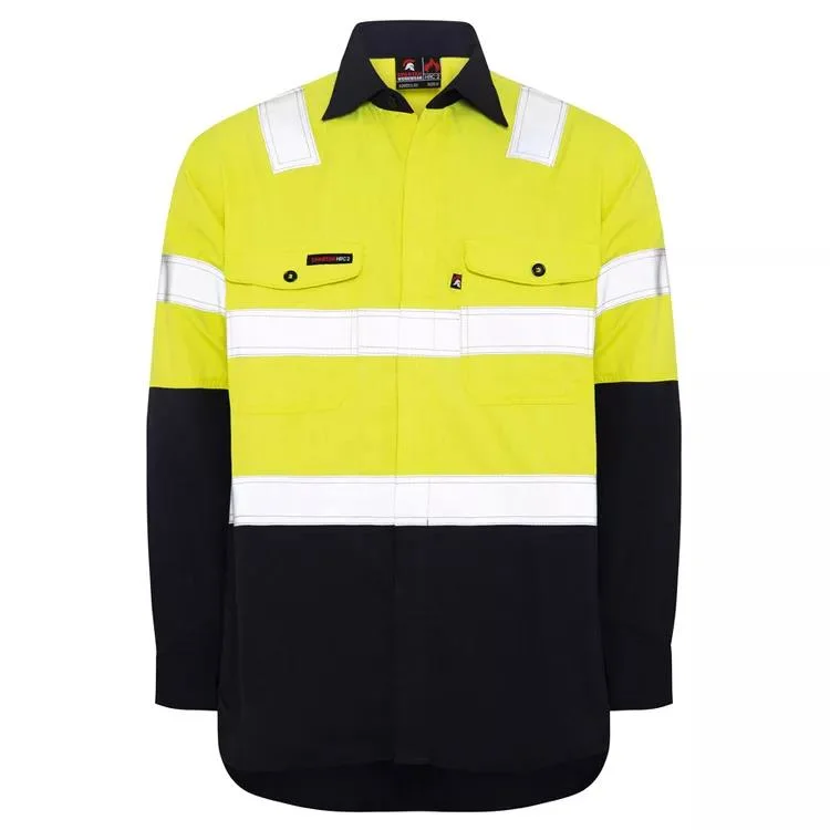 Clothing Flame Retardant Safety Polo T Shirt Men Reflective Long Sleeve Work Clothes