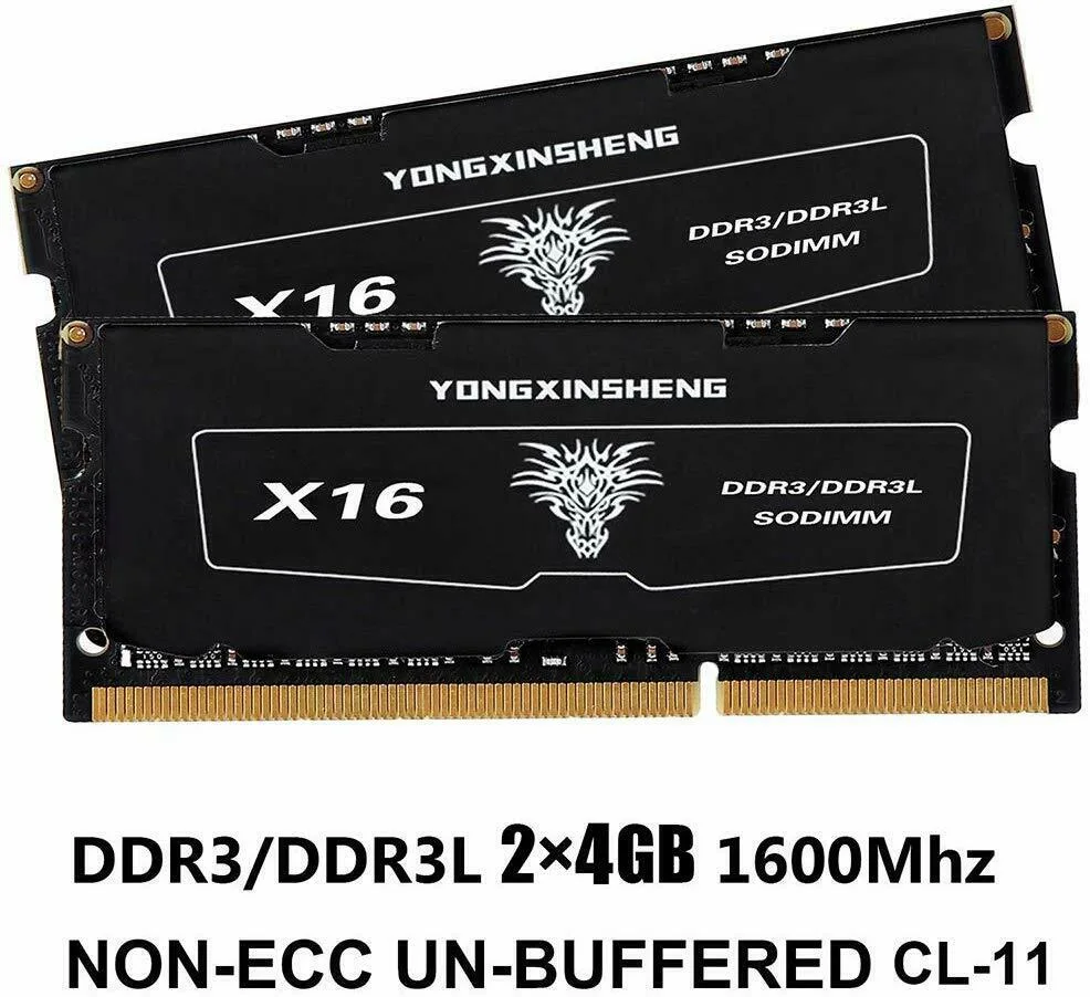 Memória SODIMM de 1.35V Yongxinsheng Black DDR3L de 4 GB e 1600 MHz PC3-12800s de 1.35V Módulo de RAM stick para notebook portátil