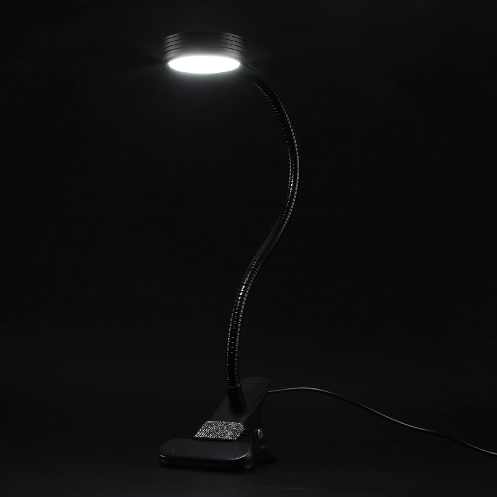 Mini Colorful Clip Black White LED Iron Silver Table Study Light Reading Lamp with Adjustable Tube