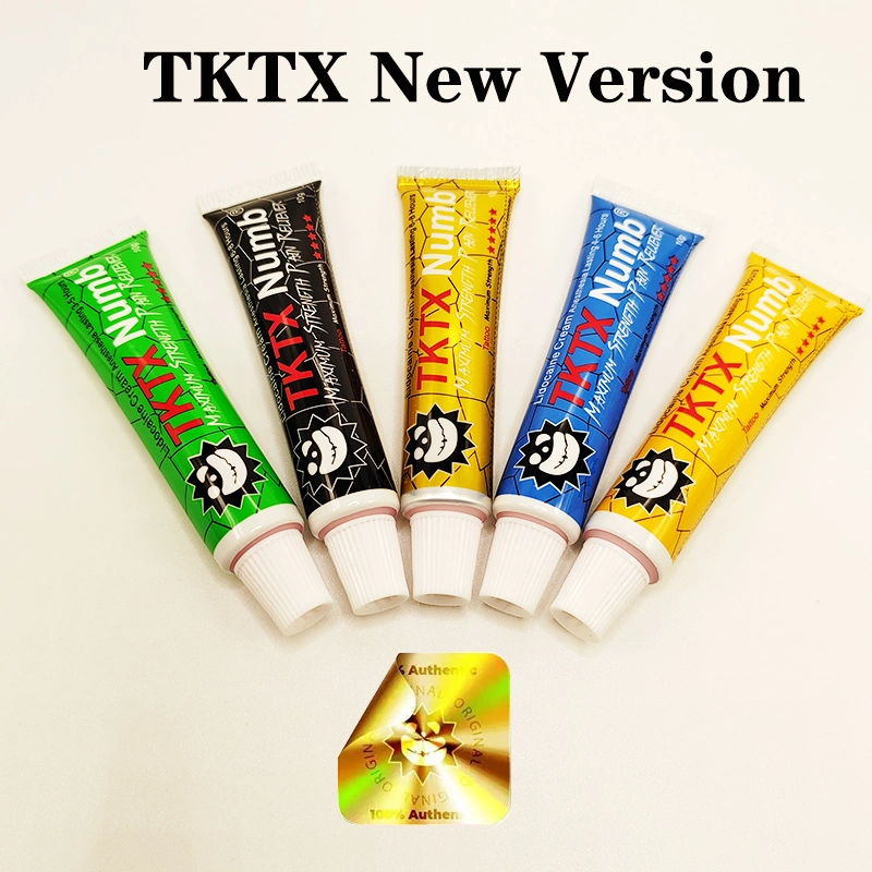 Maximum Strength Pain Reliever Numbing Anesthetic Cream Ointment 23% Lidicaine Color Changing Plastic Tubes New Version Tktx Gold 23% Numb Cream