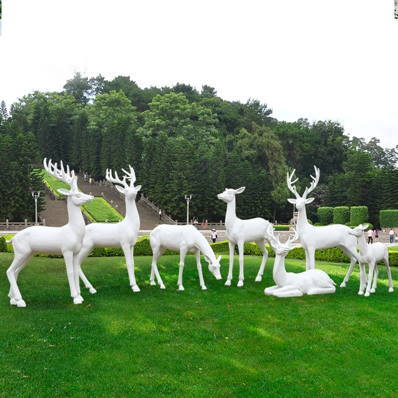 Wasserdichte Outdoor Garten Weihnachten Rentier 3D Fiberglas Skulptur Dekoration für Hausgarten