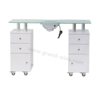 Cheap Glass Top White Nail Station Manicure Table with Fan