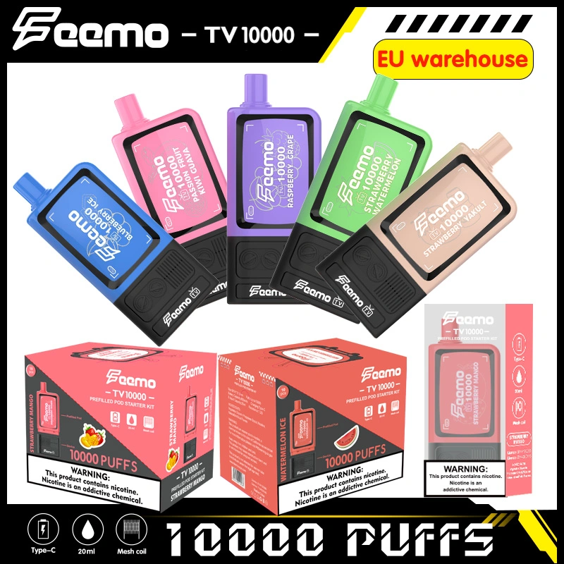 Factory Original EU Warehouse Feemo TV Disposable E-Cigarette 10000 Puffs with Type-C Cable Charge