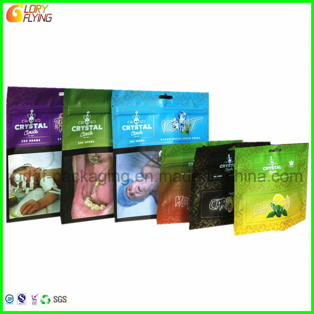 Plastic Child Resistant Ziplock Tobacco Packaging Bag