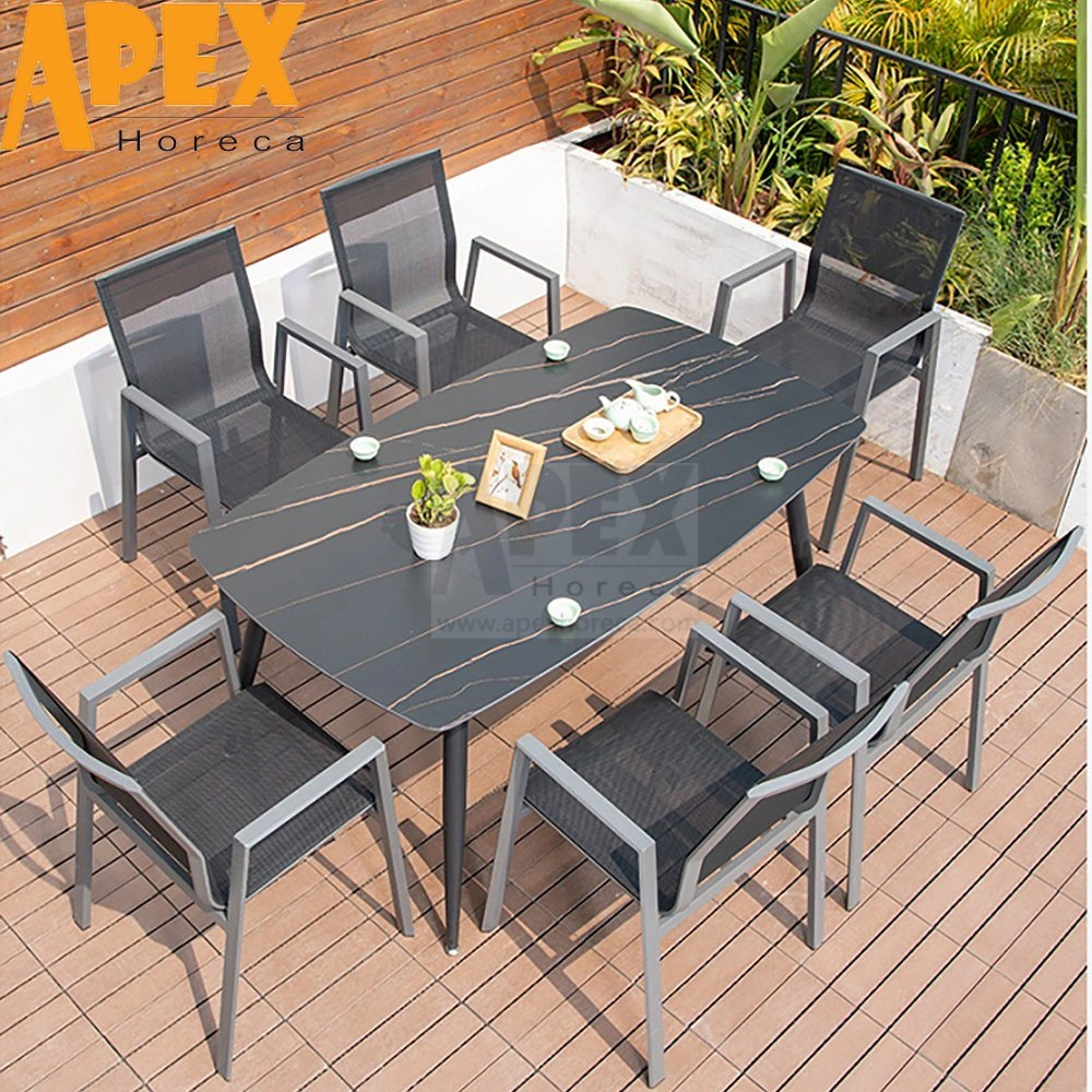 Aluminum Frame Waterproof Outdoor Leisure All Weather Restaurant Table Chair Combination Furniture Set