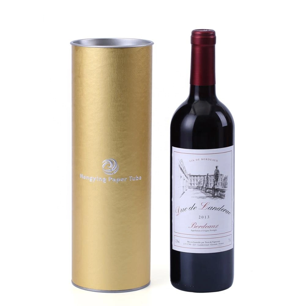 Decorative Paper Wine Bottle Gift Boxes with Metal Lids
