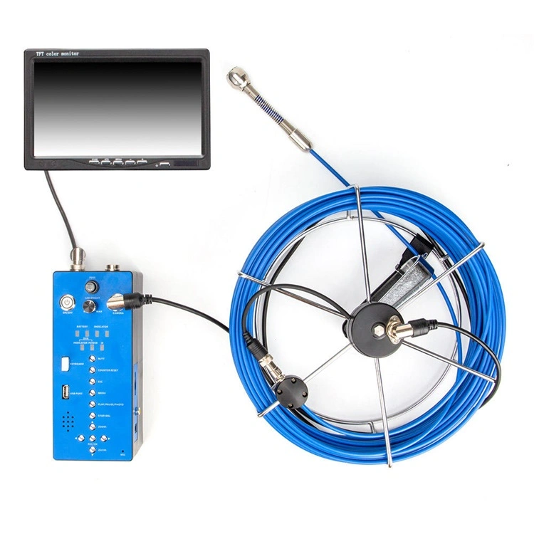 Self Level Pipe Camera with 38mm Diameter Head and LCD 420 TV Lines with Meter Counter