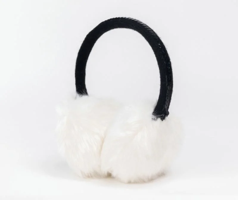 L'hiver en peluche blanc avec paillettes Earflap souple Coquille insonorisante Retactable de décoration