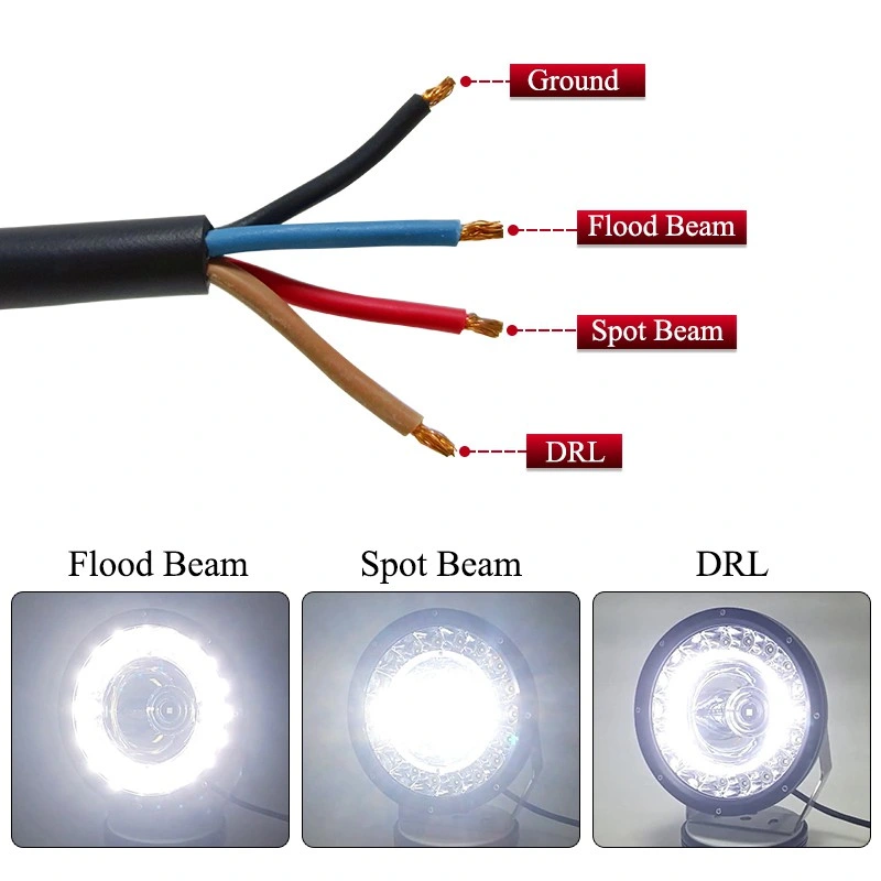 12V/24V 9'' 142W Round shockproof Off Road Driving Lights Barco Iluminação para o Jeep do pick-up do camião