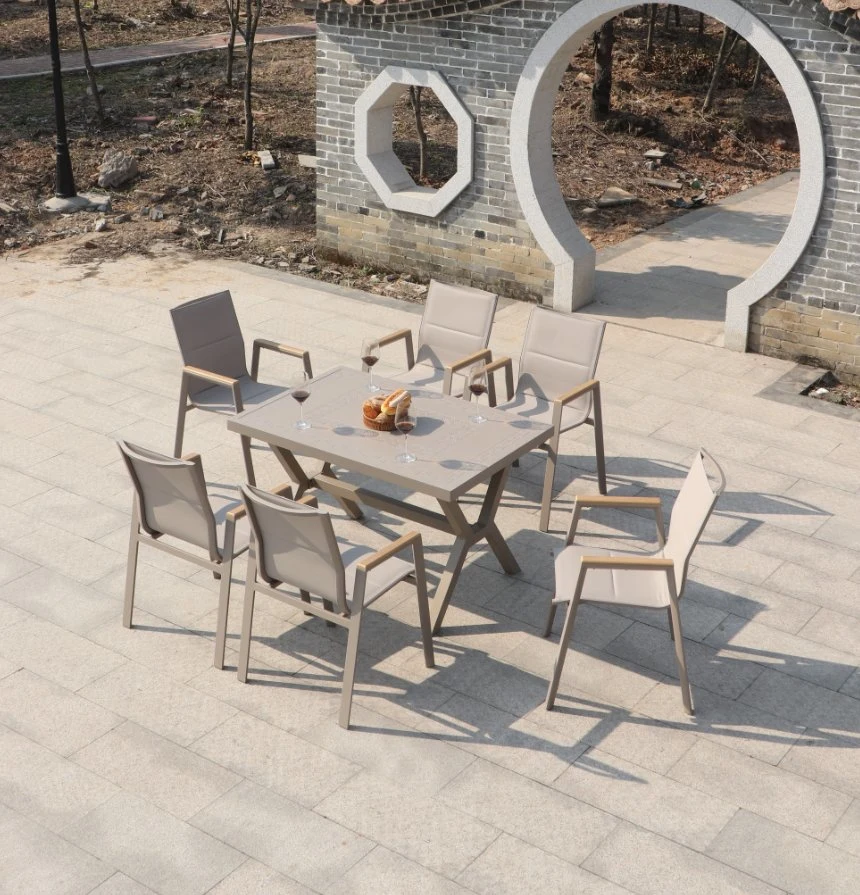 Outdoor Leisure Furniture Aluminum Alloy Waterproof Sunscreen Courtyard Open-Air Terrace Contracted Outdoor Table Chair to The Table