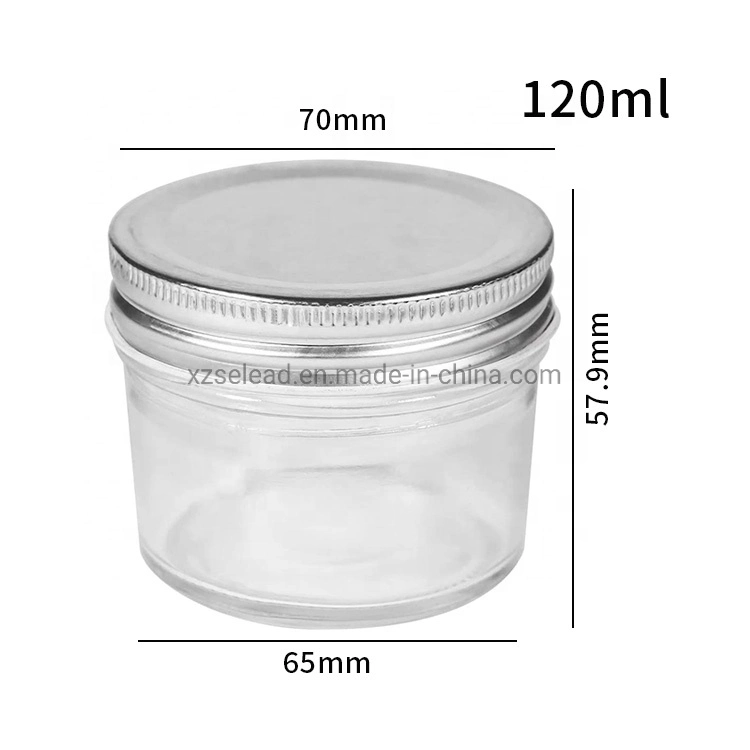 Custom Mini Runde 120ml Mason Jars Klarglas Lebensmittel Lagerung Behälter für Süßigkeitengelee