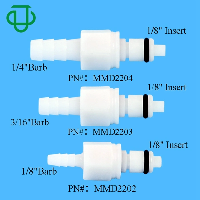 Biomedizinisches 1/8“ 3/16“ 1/4“ Schlauchkupplung mit Ventil, Inline-Kunststoffwasser Schlauchkupplungen Für Schnelltrenner Für Luftschlauch