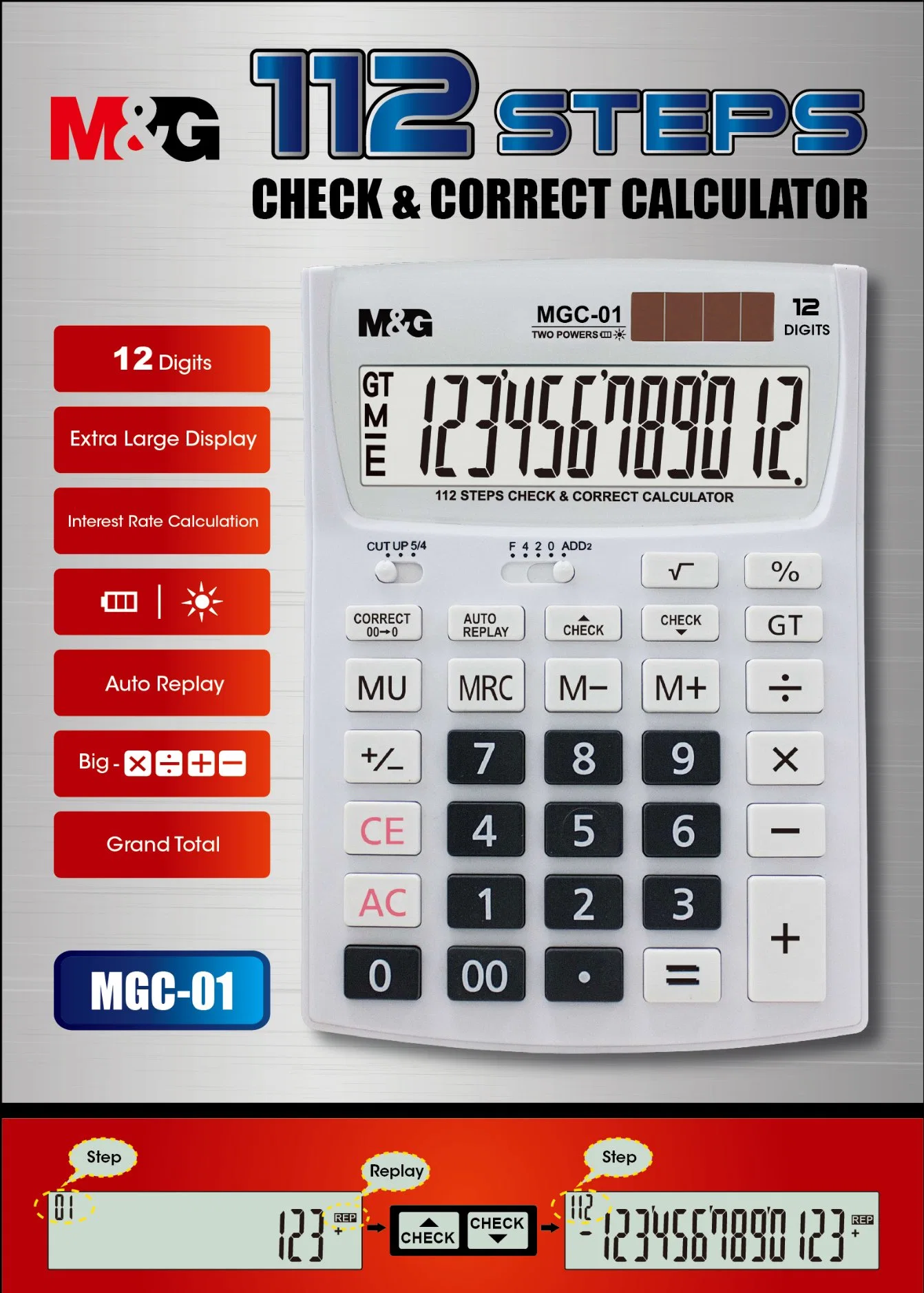 M&G Two Power Desktop Calculator Ideal for Office and Home