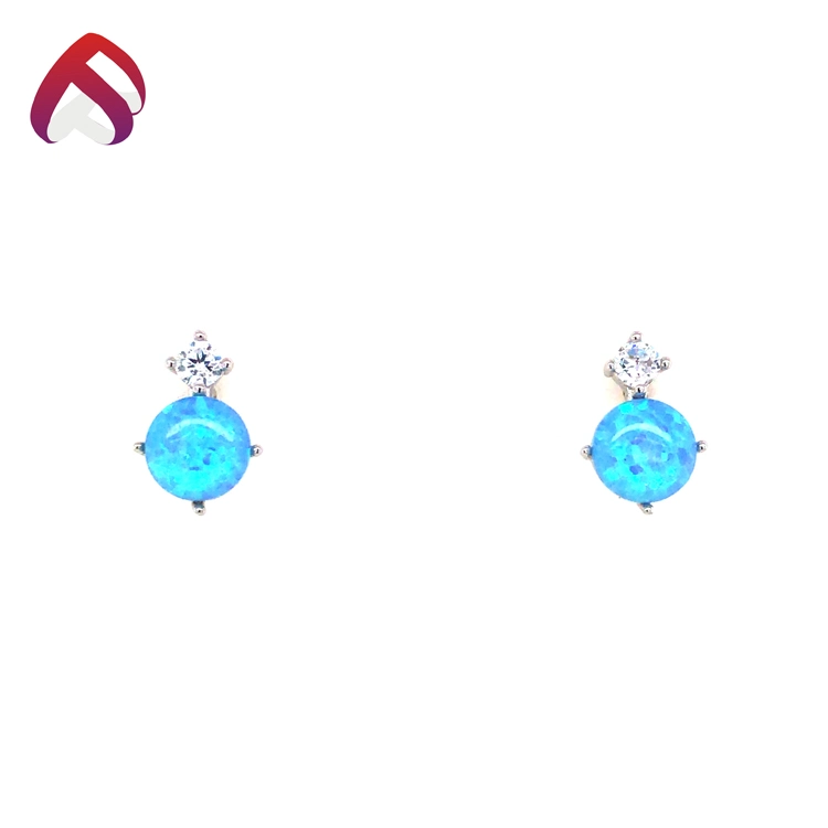 Un estilo simple 925 Silver Stud Earrings clásica Opal sintético pendientes Bisutería a la venta (SER88794)