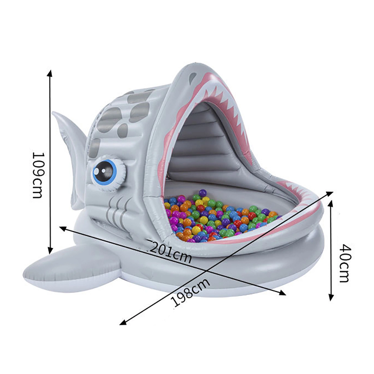 Garden Kids Play Toys Baby Game Inflatable Shark Pool with Ocean Ball