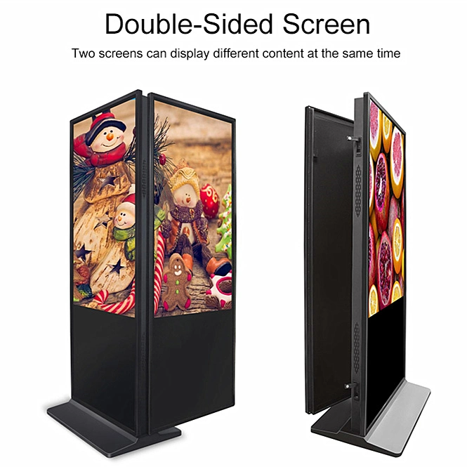 43 Inch 55 Inch Floor Stand LCD Display Double Screen Support Android or Windows System Dual Screens